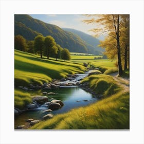 Stream In A Valley Canvas Print
