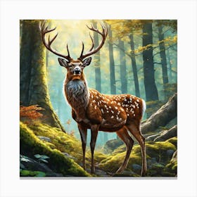 Deer In The Forest 170 Canvas Print