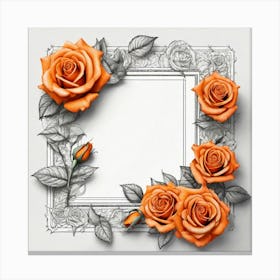 Orange Roses Frame 4 Canvas Print