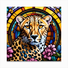 Cheetah Pop Art stained glass Canvas Print