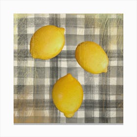 Lemons On A Checkered Tablecloth Canvas Print