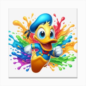 Donald Duck Splashing Paint Canvas Print