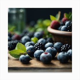 Blackberries In A Bowl 1 Canvas Print