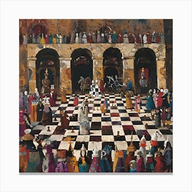 Medieval Mosaic: The Court's Game Canvas Print