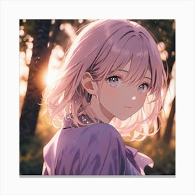 Anime Girl In The Woods Canvas Print