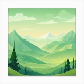 Misty mountains background in green tone 49 Canvas Print