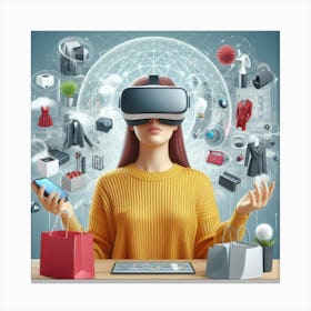 Woman With Vr Glasses Canvas Print