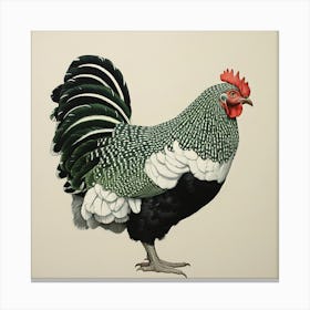 Ohara Koson Inspired Bird Painting Chicken 8 Square Canvas Print