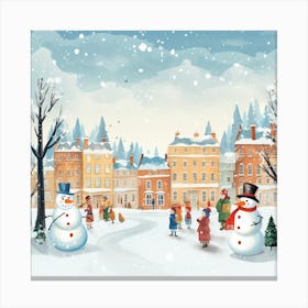 Snowmen In The Snow Canvas Print