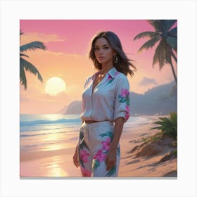 Woman On The Beach Canvas Print