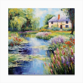 Brushwork Breeze: Serene Riverside Canvas Print