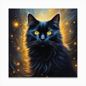 Black Cat With Yellow Eyes 3 Canvas Print