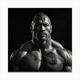 The Rock, beautiful black and White portrait for Wall and room Art Canvas Print