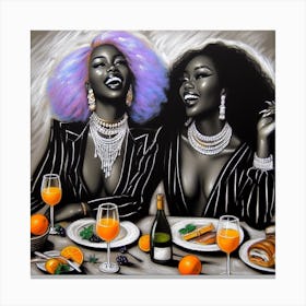 Two Women At A Table Canvas Print