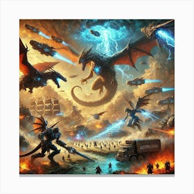 An Epic Battle Scene In The Skies As The Skybreak Converted Canvas Print