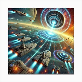 A Sci Fi Scene Harmony Beam Array Disabling Ships Canvas Print