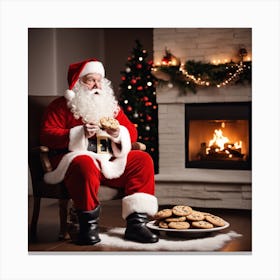 Santa Claus Eating Cookies 1 Canvas Print