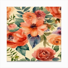 Watercolor Floral Pattern Canvas Print