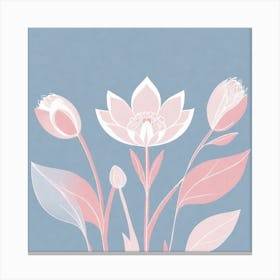 A White And Pink Flower In Minimalist Style Square Composition 275 Canvas Print