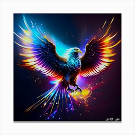 Abstract Phoenix Emerge in Bright Color Art Canvas Print