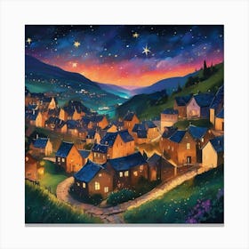 A Serene Night Scene With Vibrant Stars Canvas Print