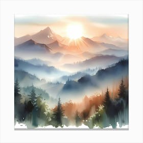 Watercolor Of Mountains 1 Canvas Print