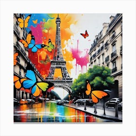 Paris With Butterflies 3 Canvas Print