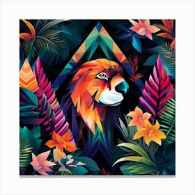 Lion In The Jungle 5 Canvas Print