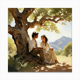 Couple Under A Tree Canvas Print