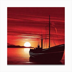 Sunset Boat 4 Canvas Print