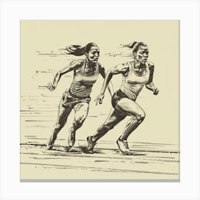 Two Women Running Canvas Print