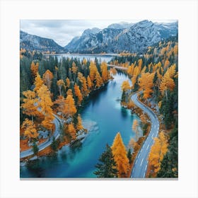 Autumn Road In The Mountains Canvas Print