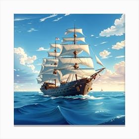Sailing Ship In The Ocean 3 Canvas Print