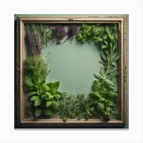 Frame Created From Herbs On Edges And Nothing In Middle Haze Ultra Detailed Film Photography Lig (4) Canvas Print