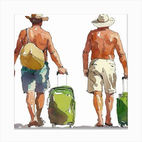 The Tourist - Old Men With Luggage Canvas Print