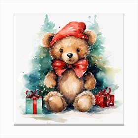 Teddy Bear With Gifts Canvas Print