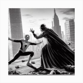 Spider-Man And Darth Vader Canvas Print