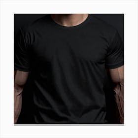 Man Wearing A Black T - Shirt Canvas Print