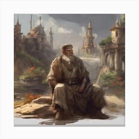 Old Man In The City Canvas Print