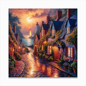 Night On The Cobblestone Canvas Print