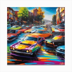 Cars In The Street Canvas Print