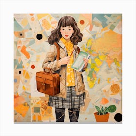 Abstract Girl Doing Shopping Canvas Print