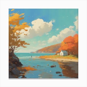Autumn Beach House Canvas Print