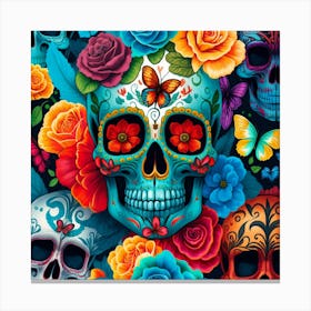 Day Of The Dead Skulls 4 Canvas Print