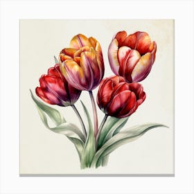 Watercolor Tulips Canvas Print