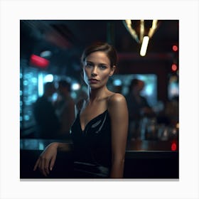 Portrait Of A Woman In A Bar Canvas Print