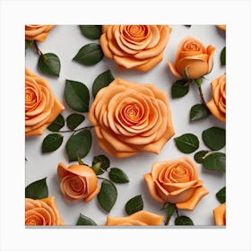 Orange Roses On White Background Canvas Print