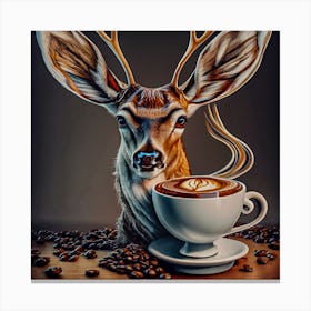 Deer and Coffee, digital art Canvas Print