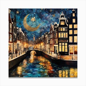 Night In Amsterdam Canvas Print