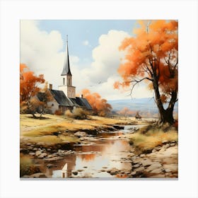 Church In Autumn Canvas Print